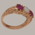 thumbnail image 3 of LBG British Made 9k Rose Gold Natural Opal & Ruby Womens Anniversary Ring - 33 size options - Size 5, 3 of 7