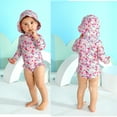 thumbnail image 3 of Younger Tree Infant Baby Girl One-Piece Swimsuit Long Sleeve Rash Guard Swimwear Hat Bathing Suit Set for 6-12 Months, 3 of 7