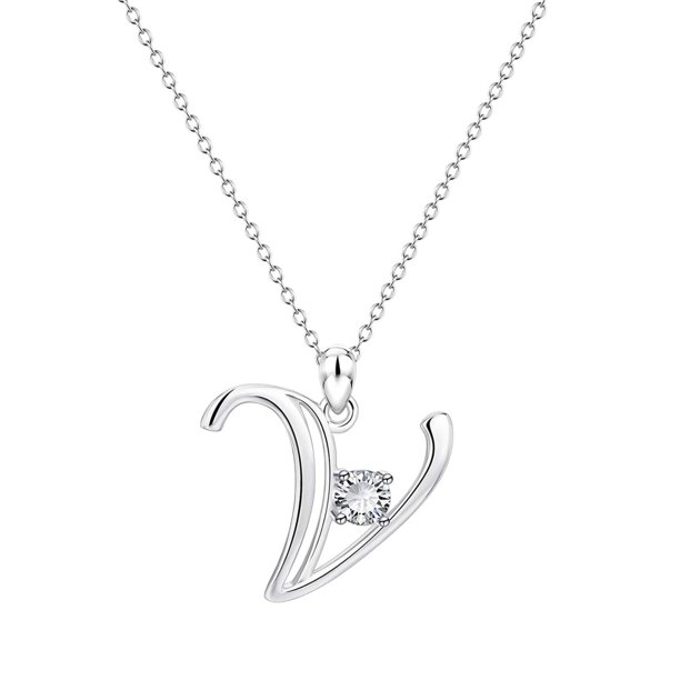 26 Initial Alphabet Shape Rhinestone Collar para Mujeres Collares para Mujeres A Z 26 Alphabet Initial Silver Collares para Mujeres Niñas