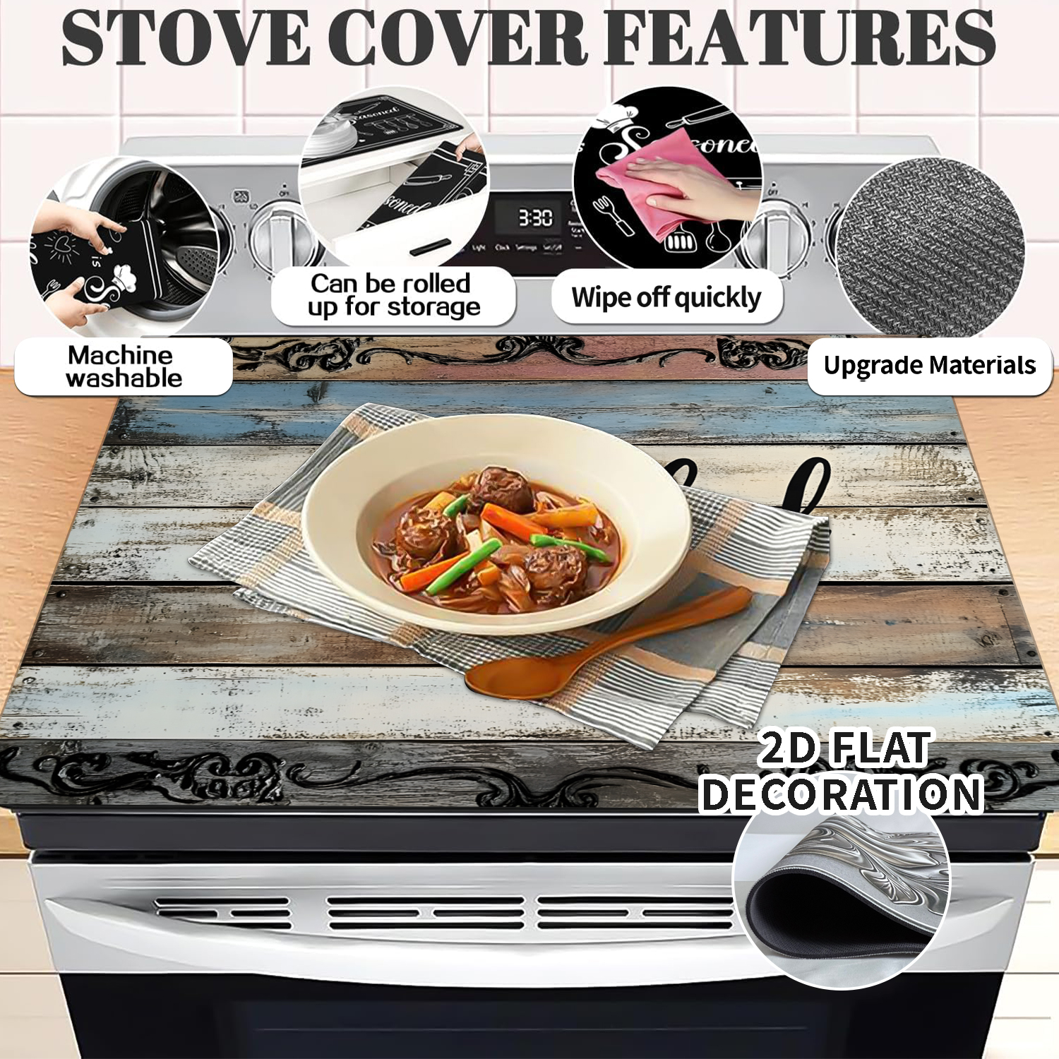 Stove Top Cover for Electric Stove 28 "x 20 ", Grateful pattern Heat Resistant Glass Top Stove Cover Protector, Induction Cooktop Protector Stove Top Covers Mat, Kitchen Flat Stove Top Covers