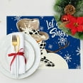 thumbnail image 6 of Beautynvta Christmas Placemats, Snowman Let It Snow Winter Placemats, Xmas Holiday Table Mats for Party Kitchen Dining Room Decoration, 12x18 Inch, Blue, 6 of 6