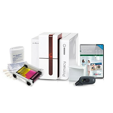 Printers Label Software - Complete AlphaCard ID Card Printer Bundle: Evolis Primacy ID Printer, AlphaCard ID Suite Software, ID Supplies (PM1H0000RS)