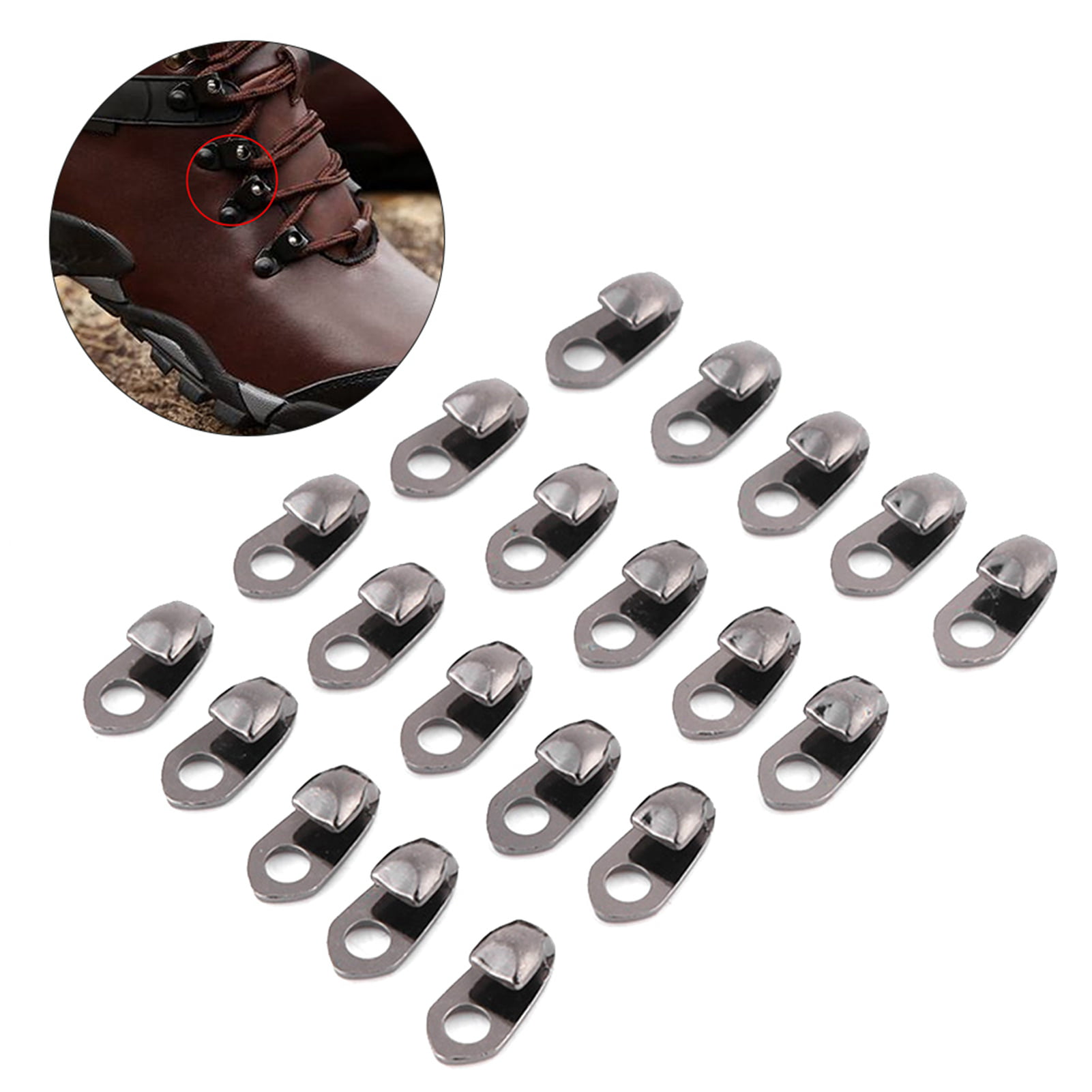  Boot Lace Hooks,20Set Alloy Boot Lace Hooks Lace Fittings with  Rivets Shoes Repair Buckle for Camp Hike Climbing Repair Leather Boot (Leg  Straps)