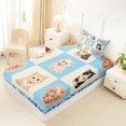thumbnail image 4 of Homewish Blue Pet Cat Plaid Twin Sheets,Lovely Floral Bedding,3pcs,1 Fitted Sheet and 1 Pillowcase, 4 of 6