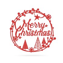 RealSteel: Merry Christmas Holiday Steel Sign - Festive Metal Wall Décor for Indoor/Outdoor Display (Type1/24"/ Red)