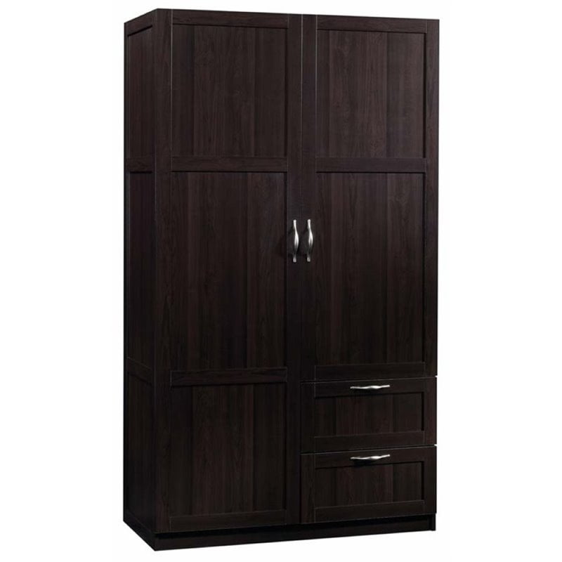 Pemberly Row 40" W Traditional Style Wardrobe Armoire, Storage Cabinet in Cinnamon Cherry