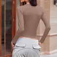 thumbnail image 3 of Dwellite Womens Long Sleeve Crop Tops Basic Slim Fitted Shirts Spring Fashion Shirt 2026 Casual Crew Neck Clothes Coffee XL, 3 of 3