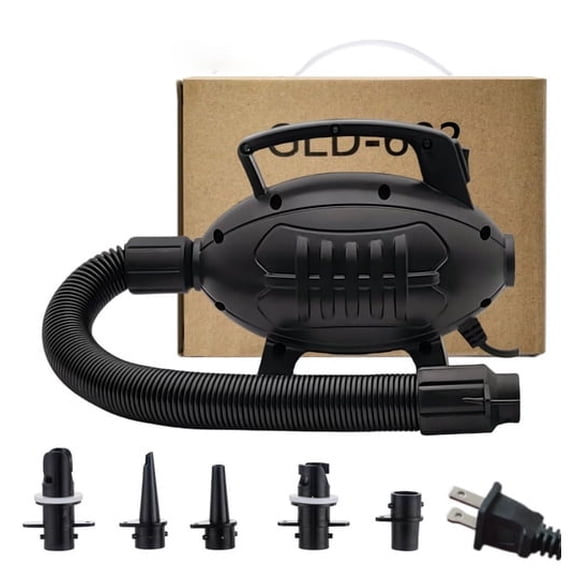 Electric Air Pump for Inflatables, Portable High-Pressure Air Pump 110-120V AC Fast Fill Inflator Deflator with 5 Nozzles for Air Mattress, Pool Toys, Camping (US Plug, Black)