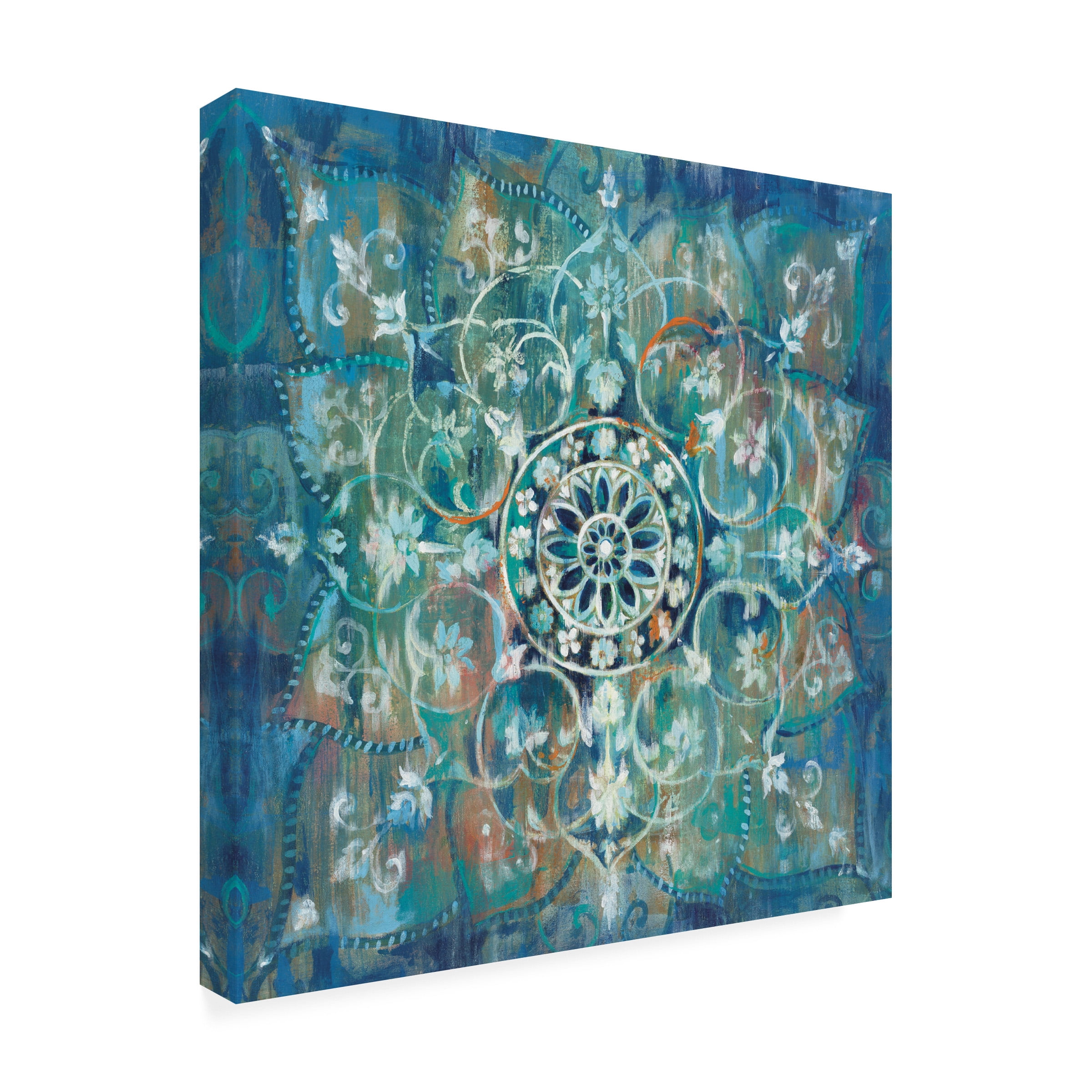 Trademark Fine Art Danhui Nai Mandala In Blue I Sq Canvas Wall Art - 14x14
