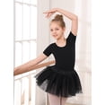 thumbnail image 6 of Stelle 3 Piece Short Sleeve Ballet Leotard Set with Elasitc Tutu Skirt Tights Dance Cloths Combo for Girls,Black,8 Years, 6 of 7