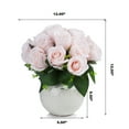 thumbnail image 4 of Enova Home 18 Heads Artificial Silk Roses Faux Flowers Arrangement in Round Tapered Ceramic Pot for Home Office Wedding Decor (Pink), 4 of 4