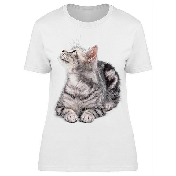 Shorthair Cat: Looking Up T-Shirt Women -Image by Shutterstock, Female Small