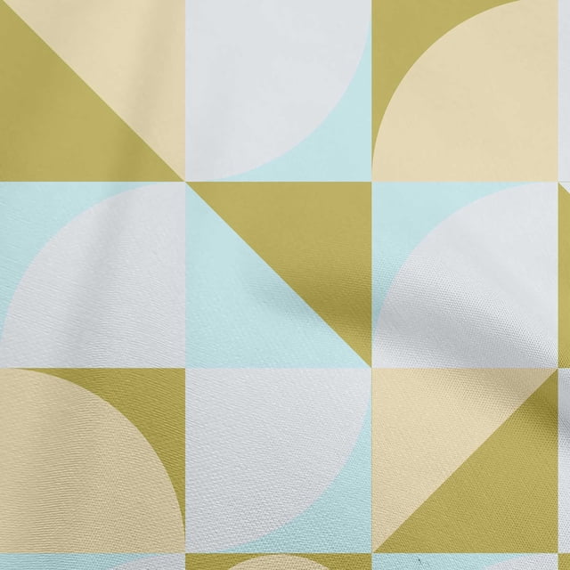 oneOone Viscose Jersey Olive Green Fabric Geometric Square With Circles Sewing Craft Projects Fabric Prints By Yard 60 Inch Wide