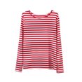 thumbnail image 4 of Canrulo Women Red White Striped Long Sleeve Casual Crewneck Tops Blouse, 4 of 6
