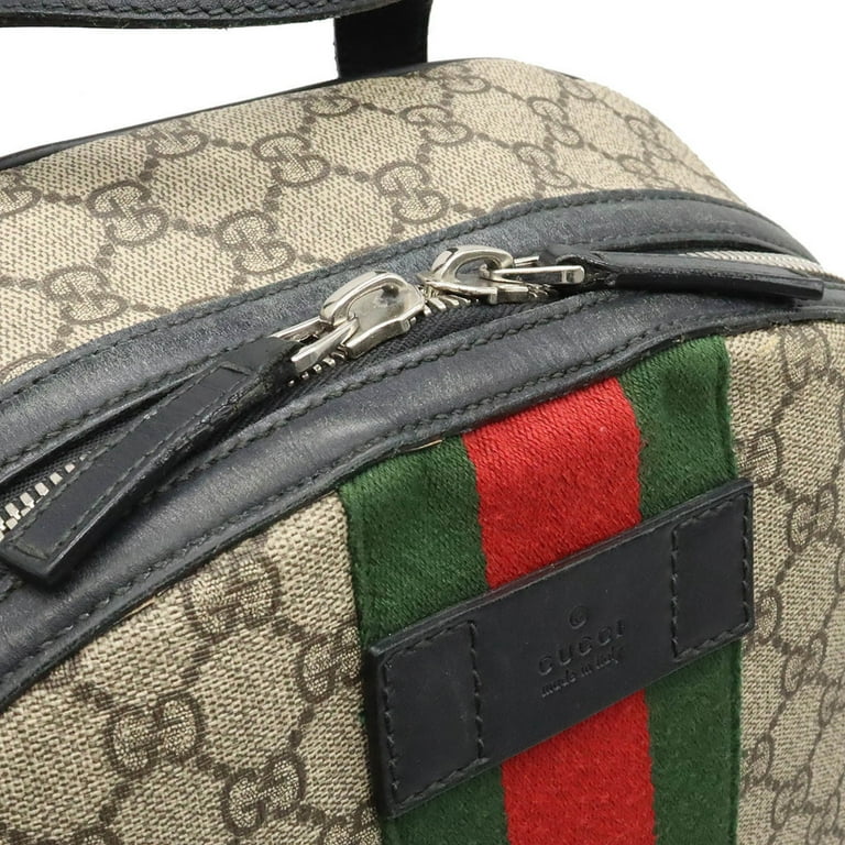 Authenticated Used GUCCI Gucci Web GG Supreme Sherry Line Backpack Rucksack  PVC Leather Beige Black Green Red 443805 