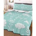 thumbnail image 3 of Quilts Twin Size, Teal Wildflowers Soft Comforter Bedding Set for Bed, Farmhouse Floral Botanical Leaves Lightweight Quilted Bedspread with Pillow Cover(2 Pieces) for All Season, 68x86 Inch, 3 of 9