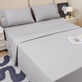 thumbnail image 2 of Bedmoon Soft Microfiber Adult Bed Sheet Set with Deep Pocket,3 Piece Twin Sheet Set,Light Gray, 2 of 7