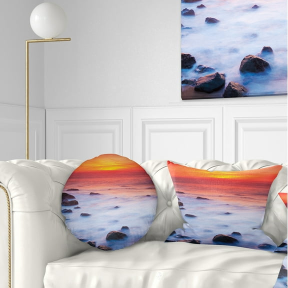 Designart 12" x 20" Blue Polyester Throw Pillow