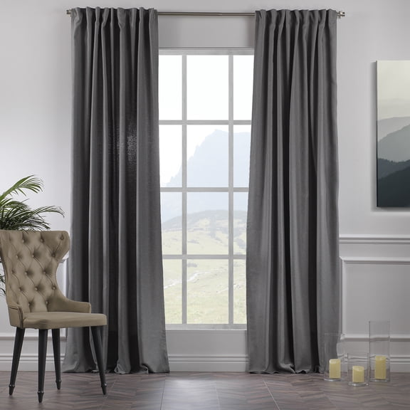3S BROTHERS Solid Linen Look Curtains Drapes Home Decorative Set of 2 Panels Linen Window Curtains Hanging Back Tap & Rod Pocket Nursery Room Bedroom Office - Ligt Grey 52"x108" Each