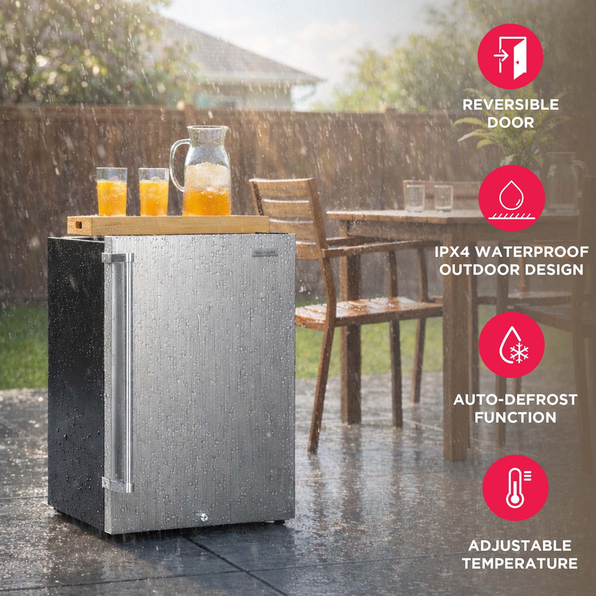 Frigidaire 4.4 cu. ft. Waterproof Outdoor/Indoor Compact Refrigerator, Stainless Steel