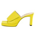 thumbnail image 2 of YDN Women Elegant Square Open Toe Platform Mules Chunky Block High Heeled Slip On Sandals Summer Casual Shoes Size 6.5 Yellow, 2 of 5