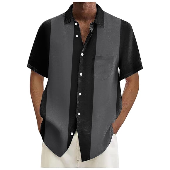 Men Shirts Sophisticated Casual Bowling Shirt with Short Sleeves and Button-Up Front for Modern Summer Wardrobe