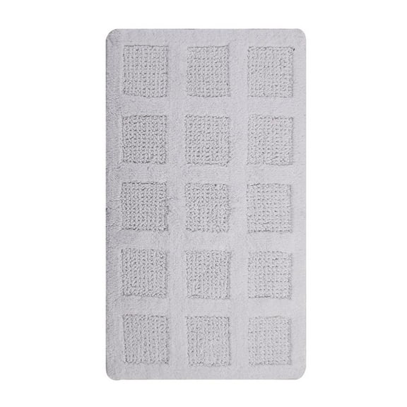 Knightsbridge Square Honeycomb 100% Cotton Reversible Bath Rug 24 X 40 White