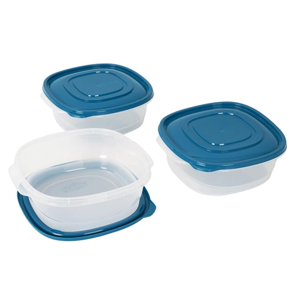 Mainstays Semi Durable Square 11.7cup Plastic Food Storage Container 3 Pack, Made for Family Meals, Party Size Dips, and Easy Serving and Storing