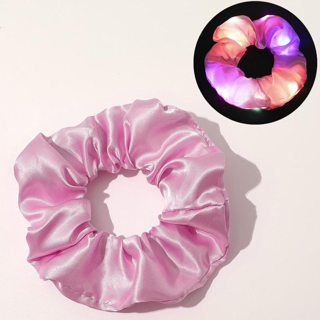 Scrunchy de de Seda para El Cabello con Luz LED para Niñas, Mujeres Y Adolescentes, Bandas Elásticas de para El Cabello, Soporte para Cola - Rosado Baoblaze coleta de coletas para el cabello