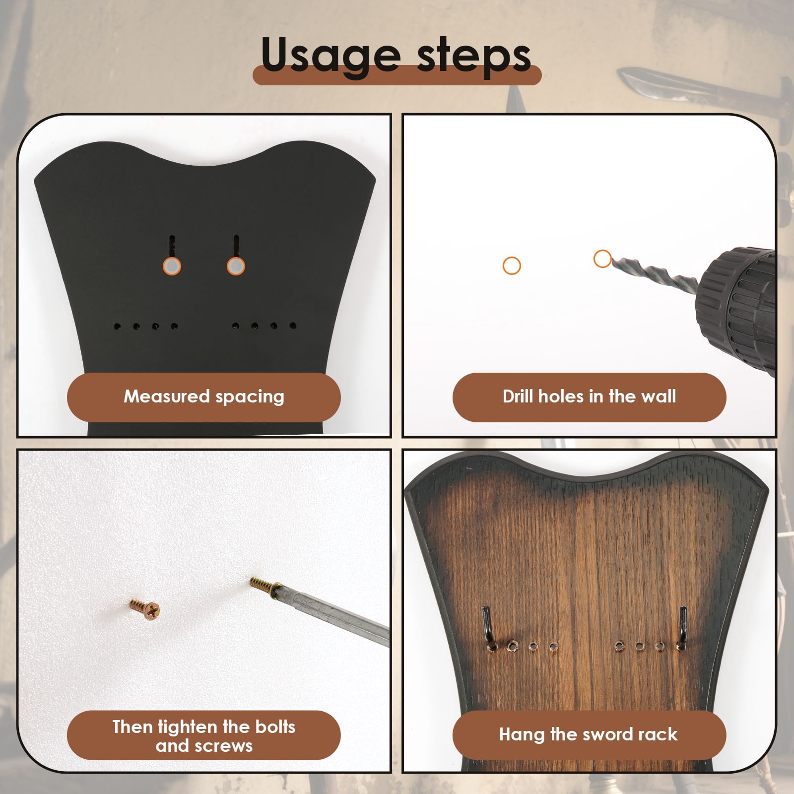 Sword Wall Mount Adjustable Vertical Sword Stand Multifunctional Wood Katana Wall Mount for Displaying Bow Dagger Axe Anime Prop