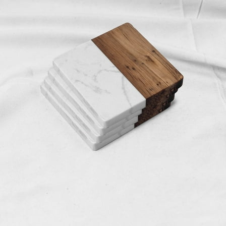 GZCMXH Marble Wooden Coasters 4 Count