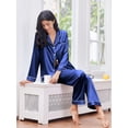 thumbnail image 3 of Ekouaer 2 Pack Satin Pajamas Set for Women Classic Button Down Silk Pjs Set Soft Sleepwear, 3 of 6