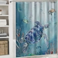 thumbnail image 6 of Orinice  Sea Turtle Shower Curtain Set Coastal Nautical Shower Curtain for Bathroom Summer Ocean Theme Coral Seashell Underwater Shower Curtain with12 Hooks, 60x72, 6 of 7