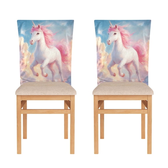 Decorative Chair Back Cover One Size x2 Chair Cover Dining Chair Slipcovers Chair Back Decoration Festival Chair Decoration A Beautiful Running Unicorn