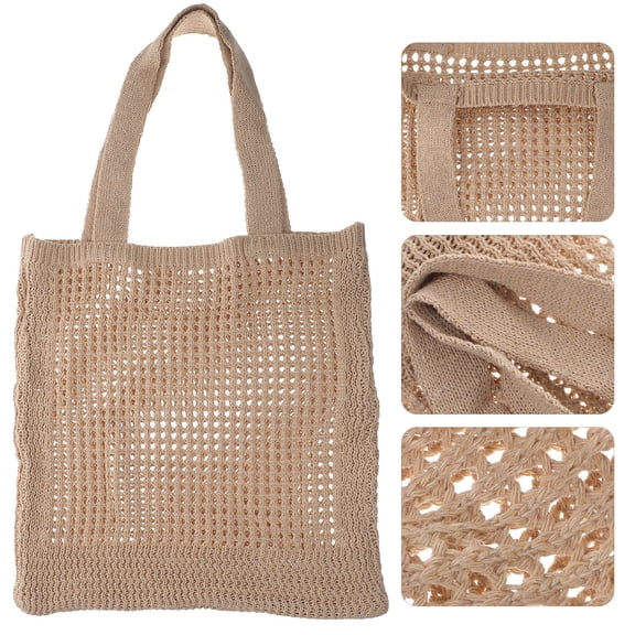 Milisten 1Set Tote Bag for Women in Light Yellow Polyester with Hollow-out Design and Large Capacity