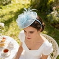 thumbnail image 4 of Vintage Fascinator Headband with Flower Mesh Ribbons and Feathers, Tea Party Hair Clip for Women, Elegant Cocktail Hat, One Size, 4.72 Inches, 1 Pc, 4 of 6