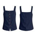 thumbnail image 7 of SwiftWear Women's Square Neck Wide Strap Tank Top Comfy Cotton Linen Blend Summer Casual Sleeveless Top with Button Front Detail, 7 of 7