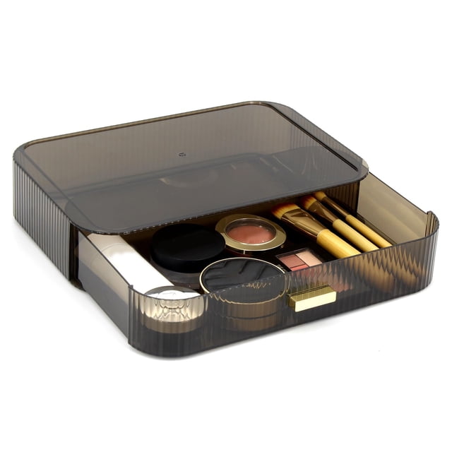 JONKASIPA Cajones organizadores de maquillaje, organizadores y almacenamiento apilables para tocador de baño, ideal para cosméticos, cuidado de la piel, lápices labiales, cuidado de uñas (1 cajón negr