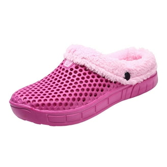 DL Women's Memory Foam House Slippers - Faux Fur Collar, Non-Slip Sole - Warm Indoor/Outdoor Winter Slippers