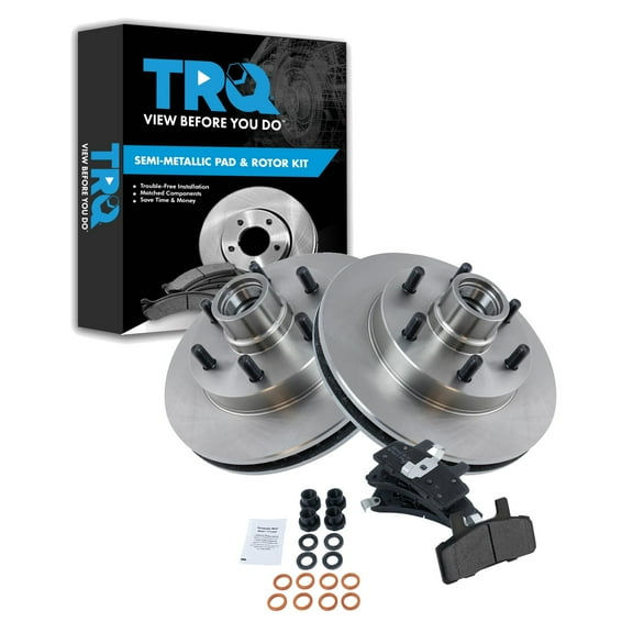 TRQ Front Brake Pad & Rotor Kit Brake Pads Brake Rotor Semi-Metallic Fits Select 1995-1998 Chevrolet C2500 1996-2002 Express 2500 GMC Savana 2500
