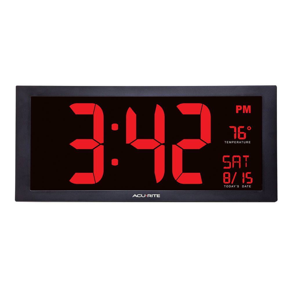 Big Digital LED Home Office Desk Calendar Temperature Date Wall Clock Red LED 