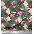 thumbnail image 2 of Soimoi Brown Heavy Canvas Fabric Flamingo Bird Fabric Prints By Yard 58 Inch Wide, 2 of 3
