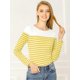 thumbnail image 2 of CamiseDe ManLarPaMujer bloque de colorrayas triple color simple Amarillo L, 2 of 6
