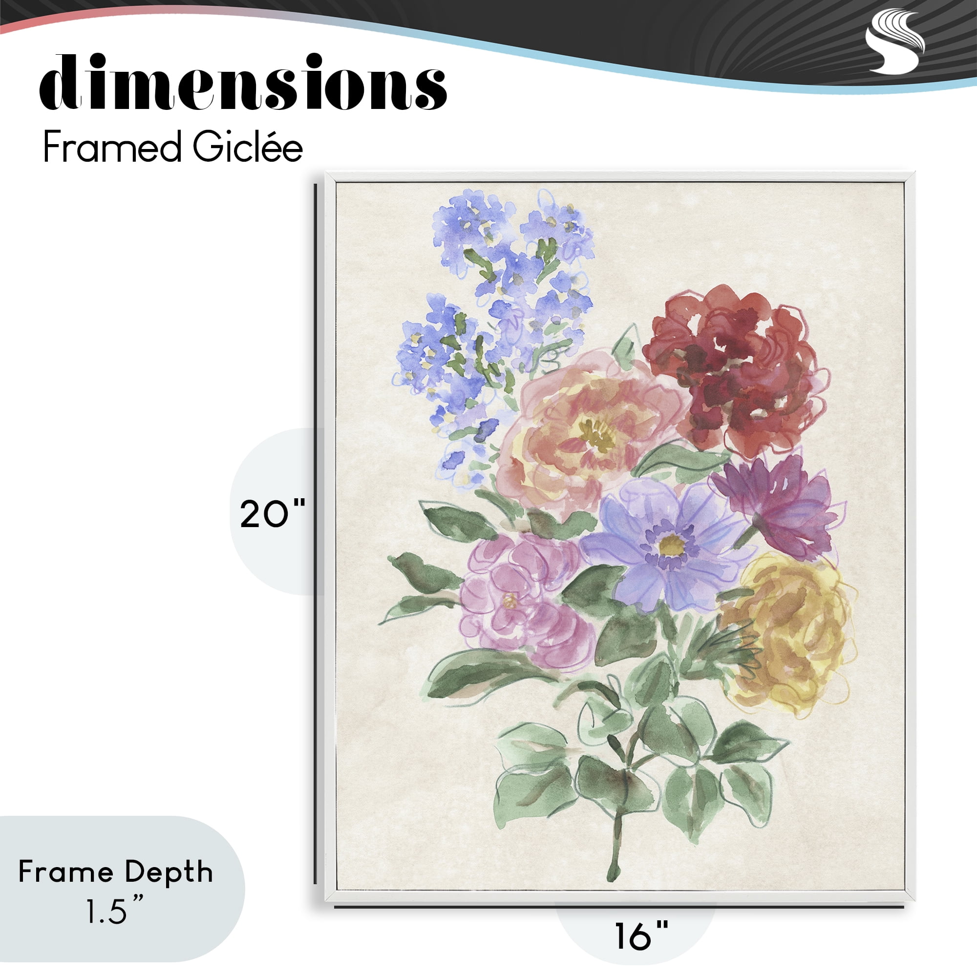 Stupell Industries Mixed Blooms on Parchment White Framed Giclee Art, design by June Erica Vess
