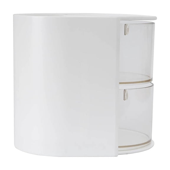 Rotating Desktop Organizer for Cosmetics Hair Accessories Jewelry Double Layer Storage HIPS Decorative Display Holder 360° Rotation Space Saving