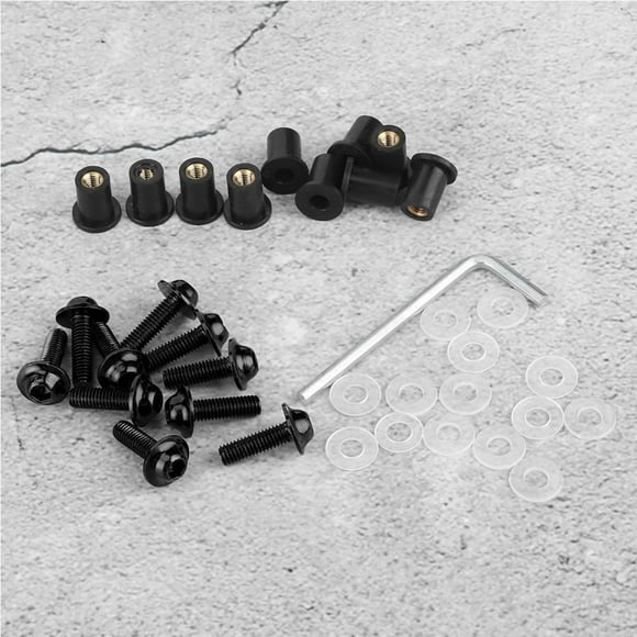 Filfeel Motorcycle Windscreen Bolt Kit Windshield Stainless Steel Installation Kit Black Screws Wellnuts Washers For Windshields Replacing