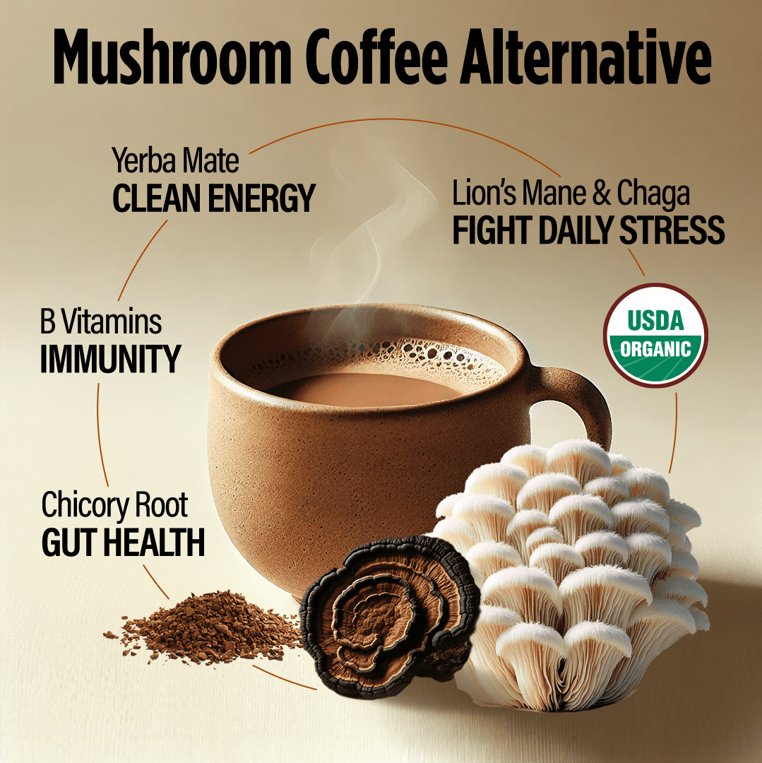 VitaCup Mushroom Coffee Alternative Instant Drink Mix, 30 Servings