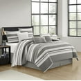 thumbnail image 2 of Grand Avenue White Grey Comforter Set California King Size, 7 Piece Geometric Jacquard Bedding Set, Matching Bedskirt, Pillows & Shams, Curtains, 2 of 7