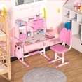 thumbnail image 5 of Floseru Kids Desk and Chair Set, Height Adjustable Toddler Desk and Chair Set, Children Study Table Chair Set with Sitting Corrector, Kids Art Desk with Storage and Drawers for Bedroom Reading, 5 of 9