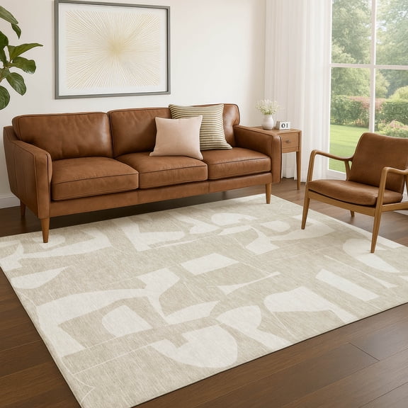 Addison Rugs Chantille Indoor/Outdoor Transitional Geometric Beige Machine Washable Rectangle Rug, 10' x 14'